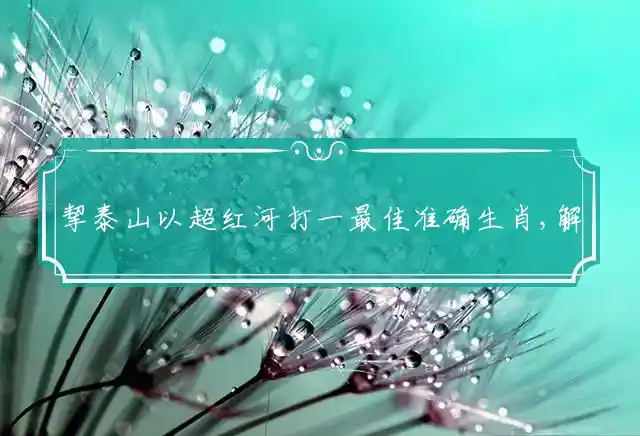 挈泰山以超红河是什么生肖