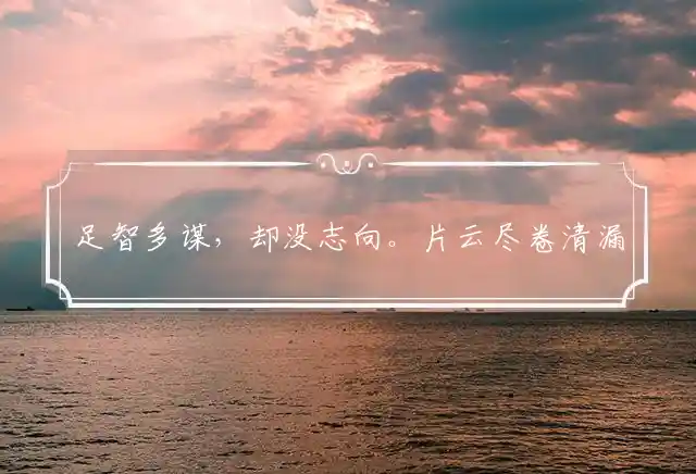 足智多谋,却没志向。片云尽卷清漏滴。自由自在,大梦一场。雾浓烟重遥山暗是什么生肖