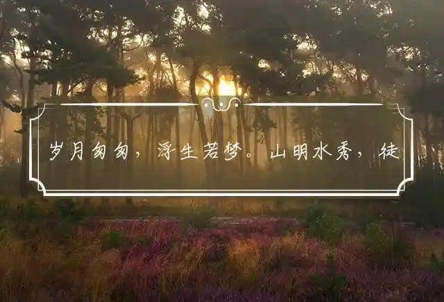 岁月匆匆,浮生若梦。山明水秀,徒劳无功是什么生肖