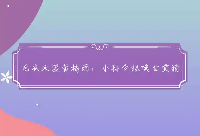 毛衣未湿黄梅雨,小孙今拟唤甘棠是什么生肖