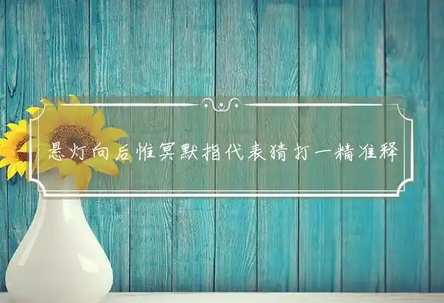 悬灯向后惟冥默是什么生肖