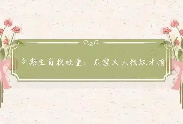 今期生肖找牧童,东宫夫人找奴才是什么生肖
