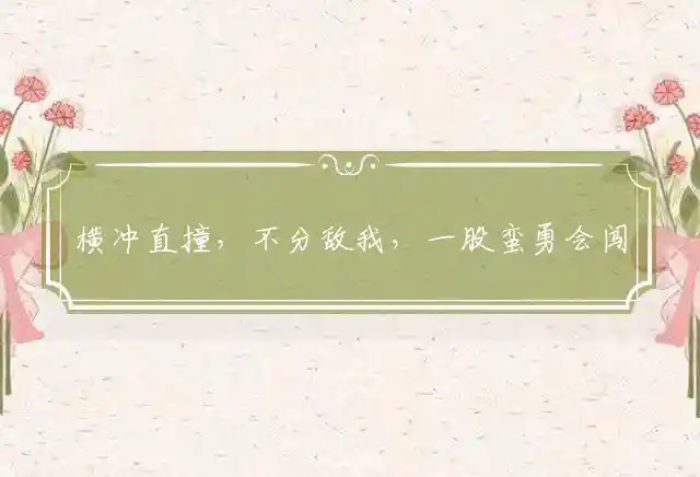 横冲直撞,不分敌我,一股蛮勇会闯祸；运筹帷幄,计算清楚,用智可将来犯挡是什么生肖